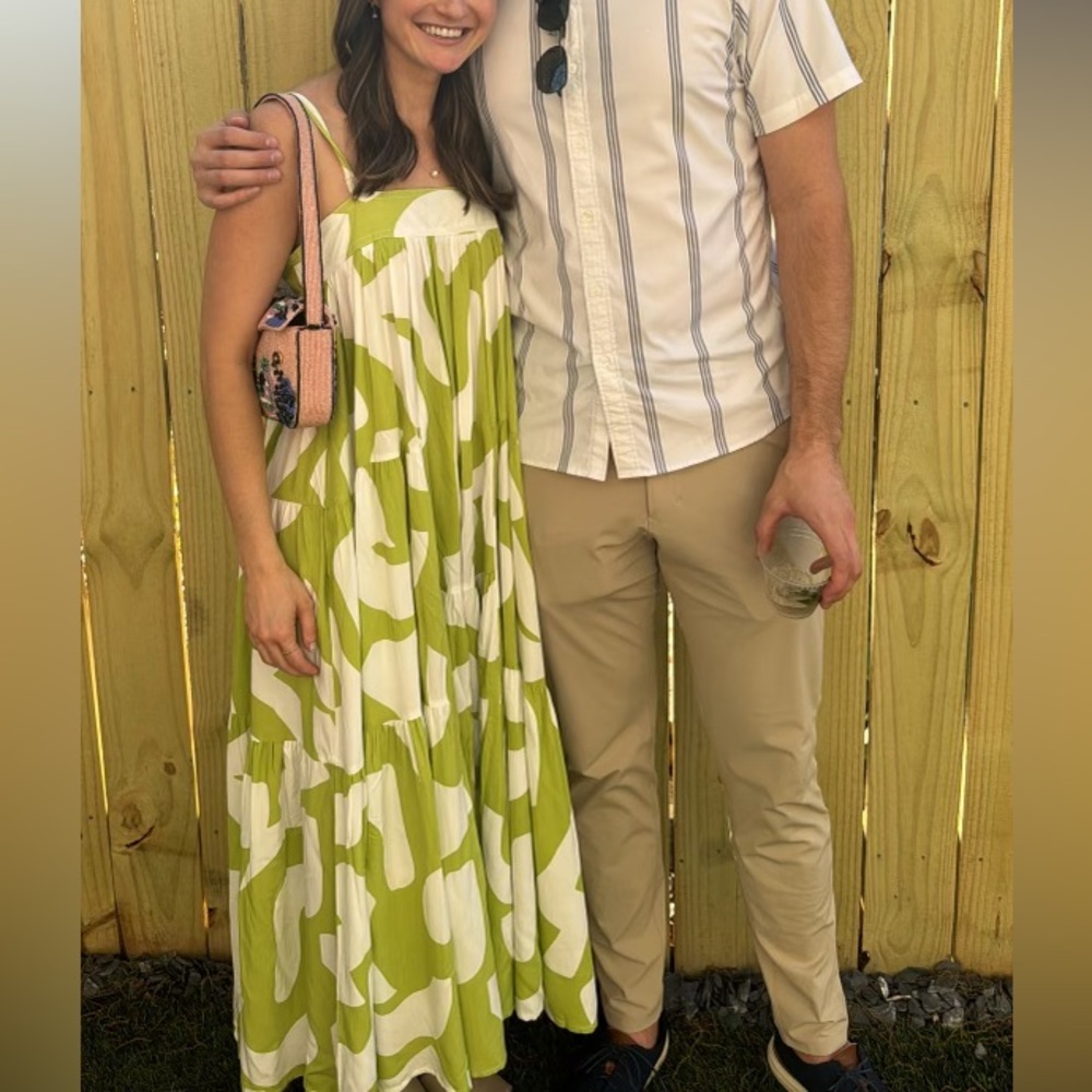 Green and White Patterned Sundress